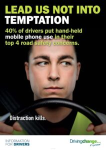 Distraction Kills drivers poster - driving policies