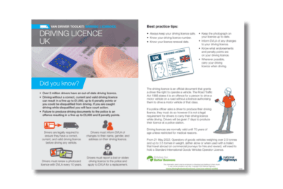 Van driver toolkit driver licence information for driver managers & driving policies