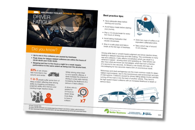 Van driver toolkit driver fatigue info for driver managers & driving policies