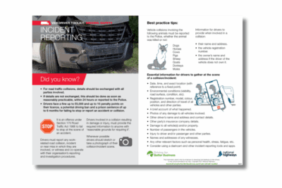 Van driver toolkit incident reporting information for driver managers & driving policies
